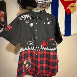 Black and Red Graphic Casual button shirt